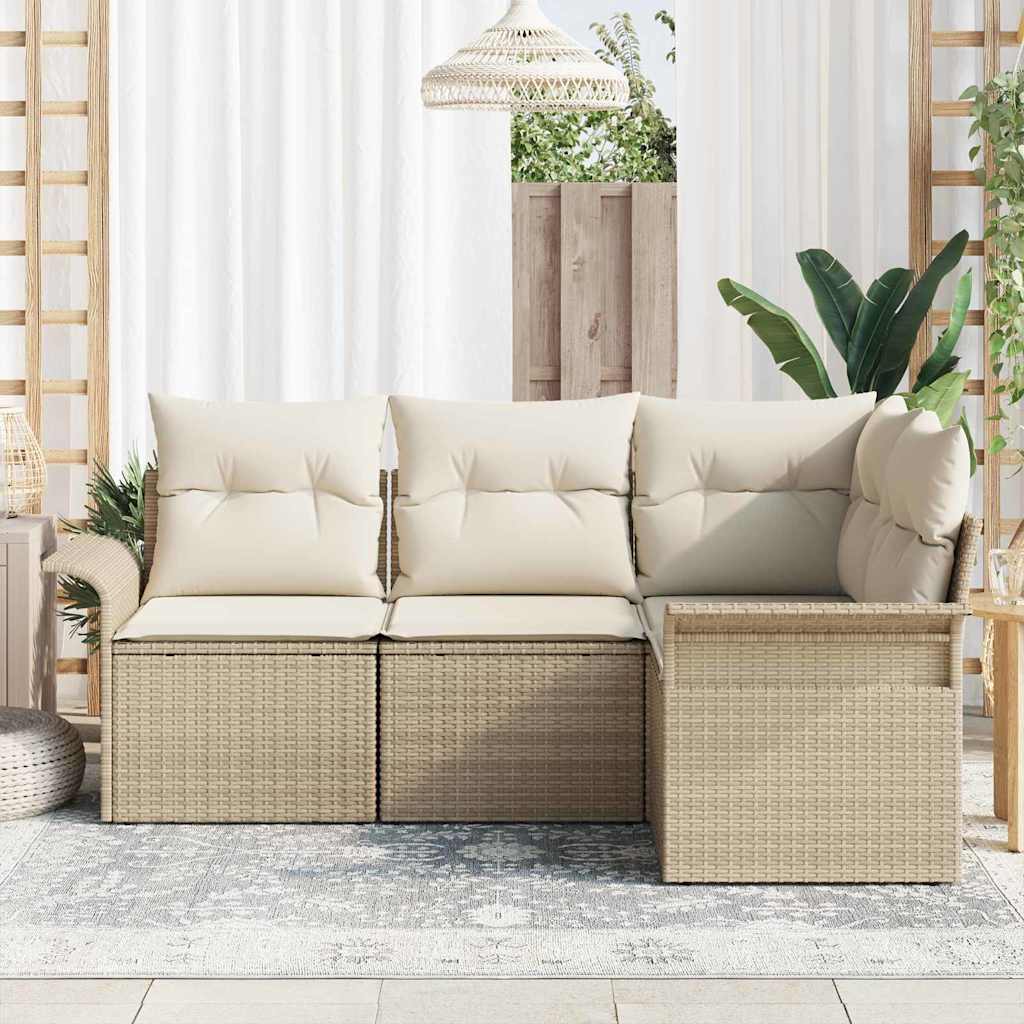 Set Divano da Giardino con archiviazione 4 pcs Beige polyrattan