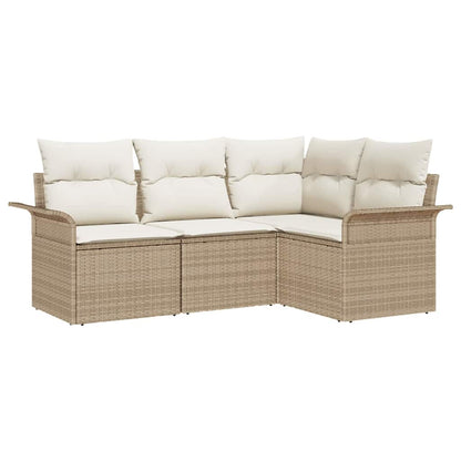 Set Divano da Giardino con archiviazione 4 pcs Beige polyrattan