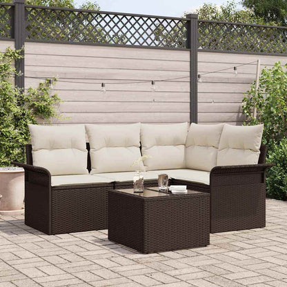 Set Divano da Giardino 5 pcs Marrone polyrattan