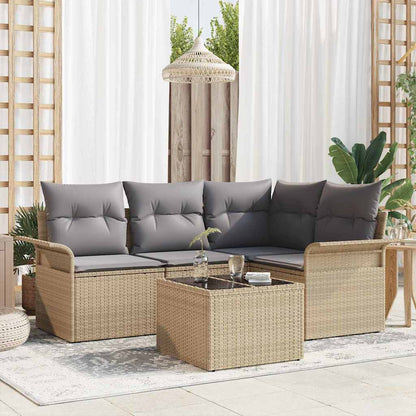 Set Divano da Giardino con archiviazione 5 pcs Beige polyrattan