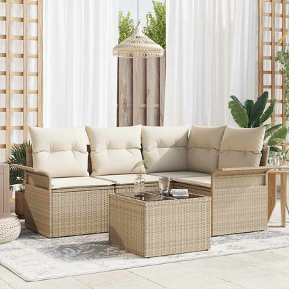 Set Divano da Giardino con archiviazione 5 pcs Beige polyrattan