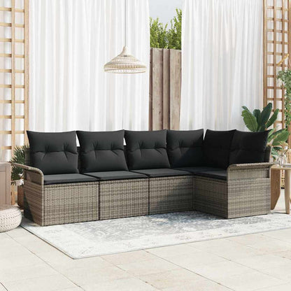 Set Divano da Giardino 5 pcs Grigio polyrattan