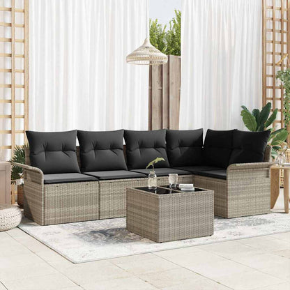 Set Divano da Giardino 6 pcs Grigio chiaro Poly Rattan
