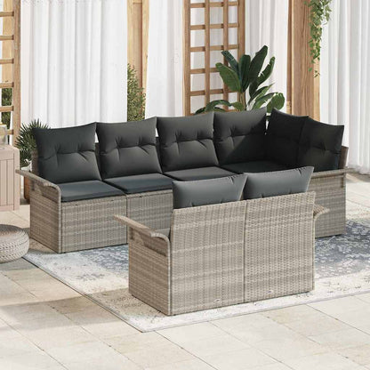 Set Divano da Giardino 7 pcs Grigio chiaro Poly Rattan