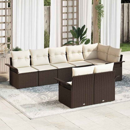 Set Divano da Giardino 8 pcs Marrone polyrattan
