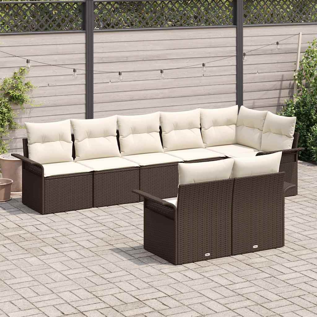Set Divano da Giardino 8 pcs Marrone polyrattan