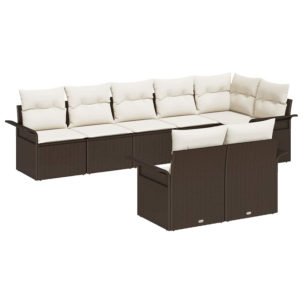 Set Divano da Giardino 8 pcs Marrone polyrattan
