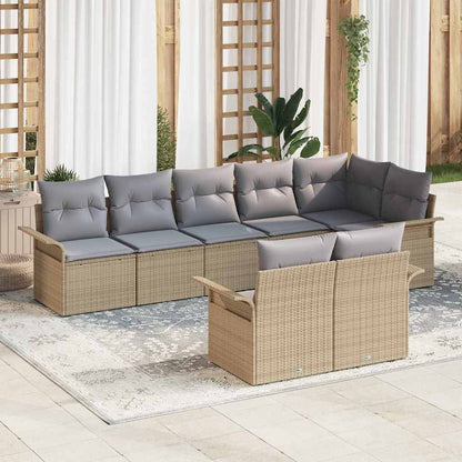 Set Divano da Giardino con archiviazione 8 pcs Beige polyrattan