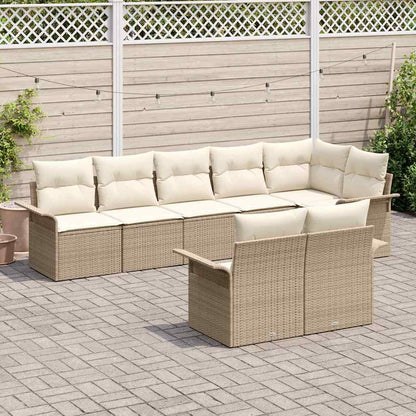 Set Divano da Giardino con archiviazione 8 pcs Beige polyrattan