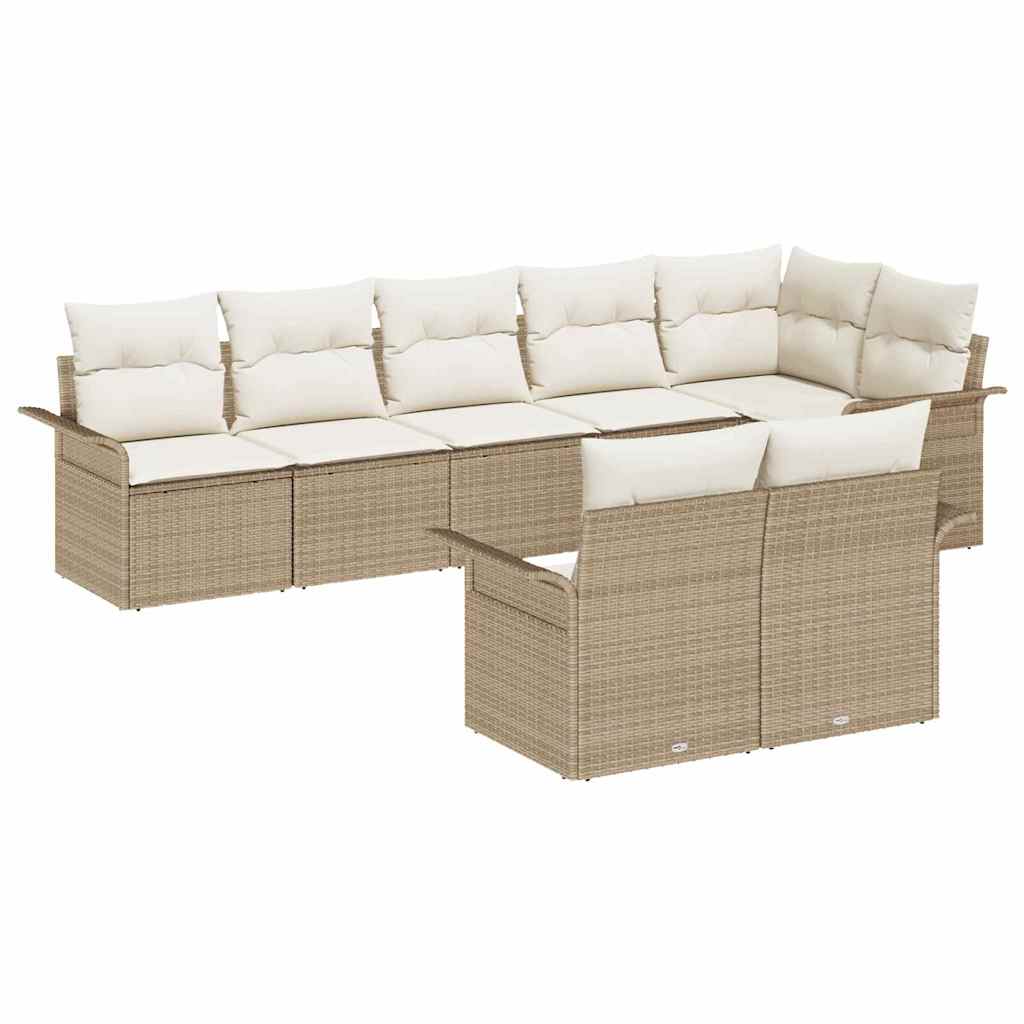 Set Divano da Giardino con archiviazione 8 pcs Beige polyrattan