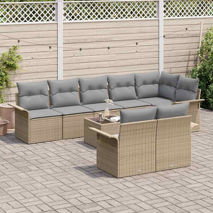 Set Divano da Giardino con archiviazione 9 pcs Beige polyrattan