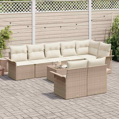 Set Divano da Giardino con archiviazione 9 pcs Beige polyrattan