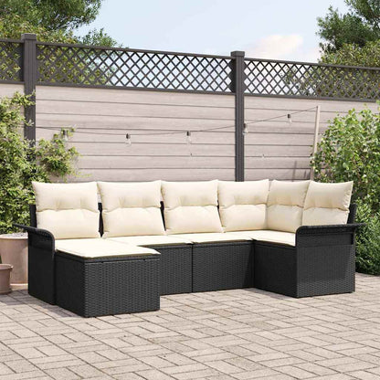 Set Divano da Giardino con archiviazione 6 pcs Nero polyrattan