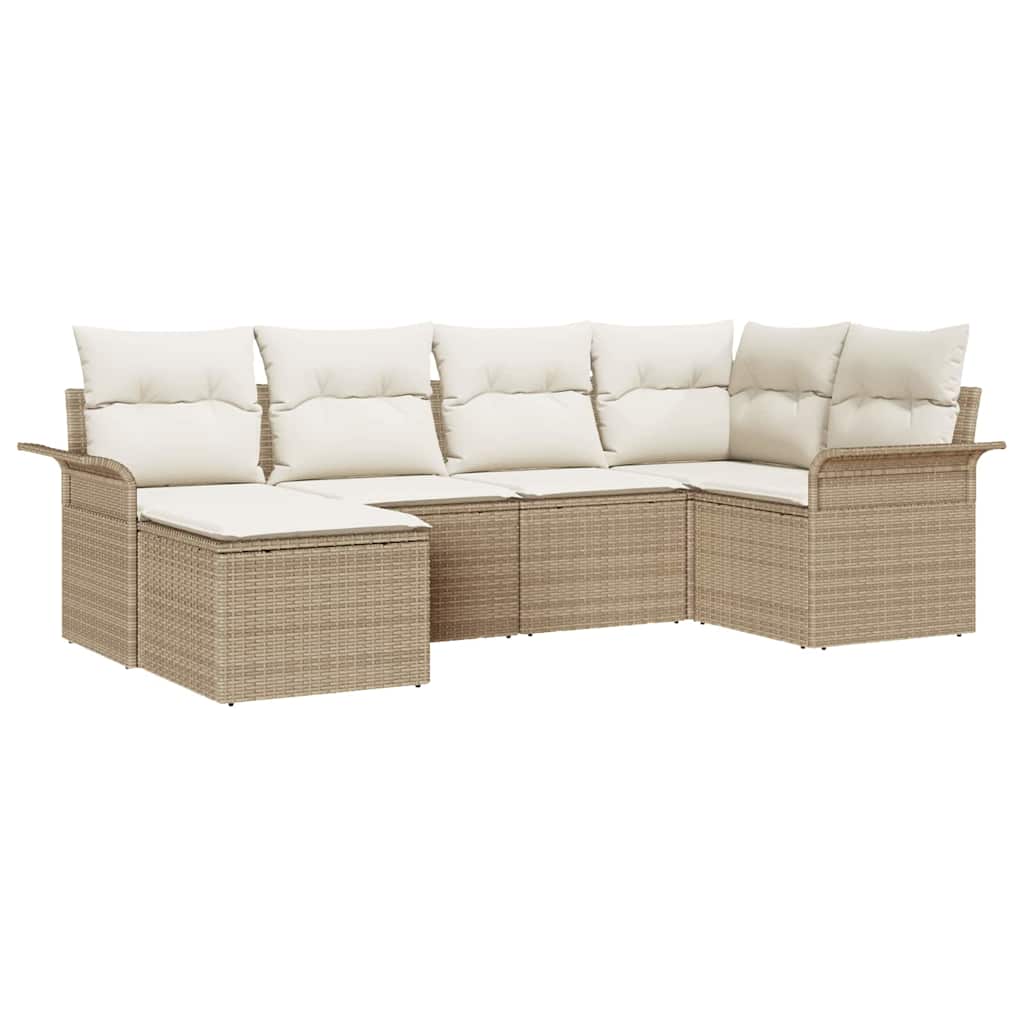 Set Divano da Giardino con archiviazione 6 pcs Beige polyrattan