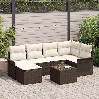 Set Divano da Giardino 7 pcs Marrone polyrattan