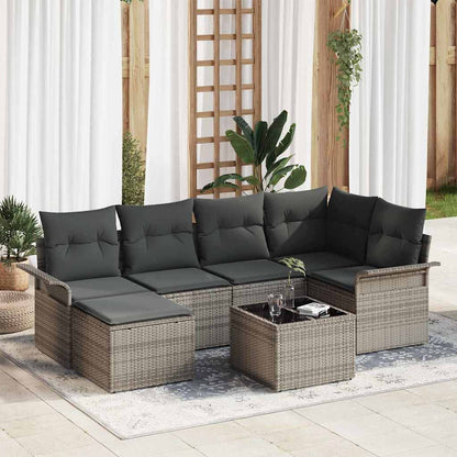 Set Divano da Giardino 7 pcs Grigio polyrattan