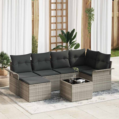 Set Divano da Giardino 7 pcs Grigio chiaro polyrattan
