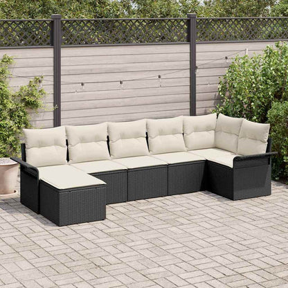 Set Divano da Giardino con archiviazione 7 pcs Nero polyrattan