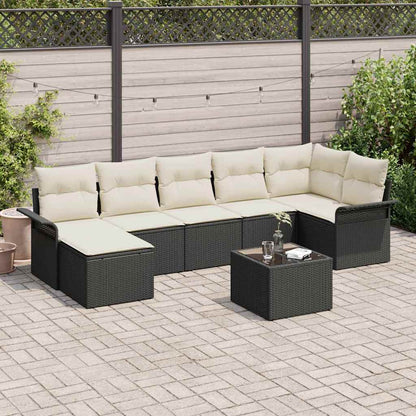 Set Divano da Giardino con archiviazione 8 pcs Nero polyrattan