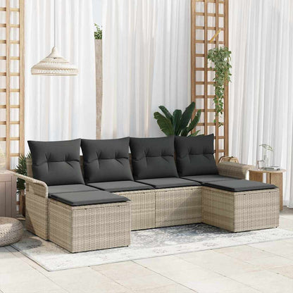 Set Divano da Giardino 6 pcs Grigio chiaro polyrattan
