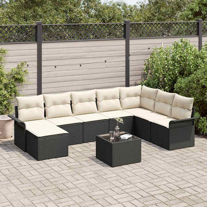 Set Divano da Giardino con cuscino 9 pcs Marrone Poly Rattan