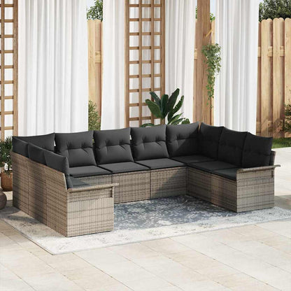 Set Divano da Giardino 9 pcs Grigio polyrattan