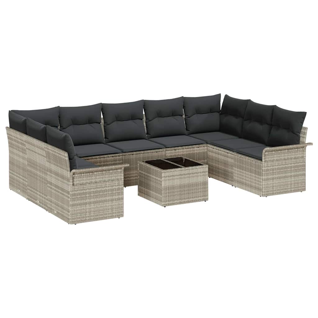 Set Divano da Giardino 10 pcs Grigio polyrattan