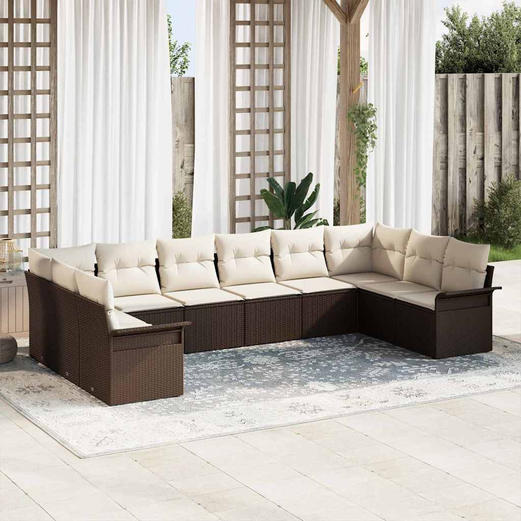 Set Divano da Giardino 10 pcs Marrone polyrattan