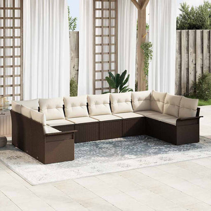 Set Divano da Giardino 10 pcs Marrone polyrattan