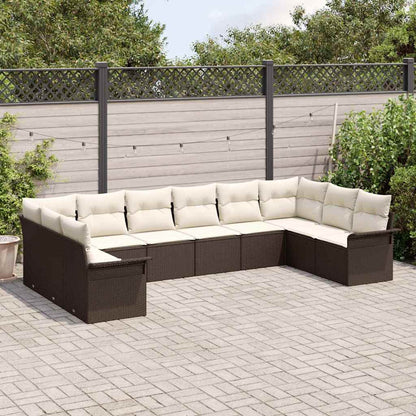 Set Divano da Giardino 10 pcs Marrone polyrattan