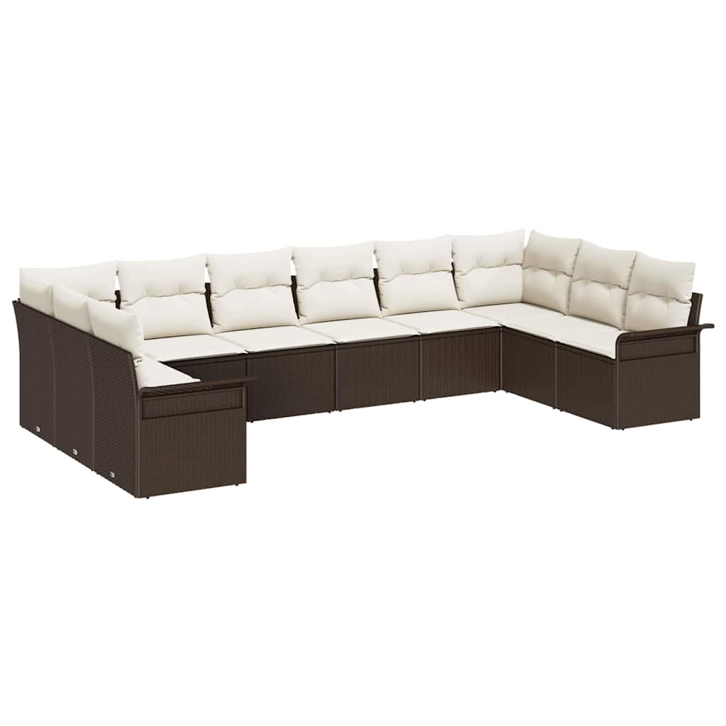 Set Divano da Giardino 10 pcs Marrone polyrattan