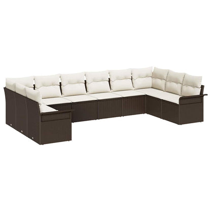 Set Divano da Giardino 10 pcs Marrone polyrattan
