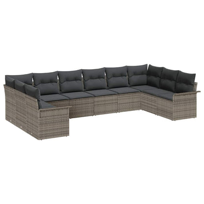 Set Divano da Giardino 10 pcs Grigio polyrattan