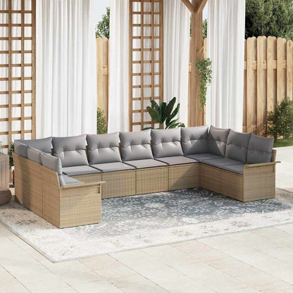 Set Divano da Giardino 10 pcs Beige polyrattan
