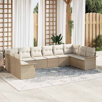 Set Divano da Giardino 10 pcs Beige polyrattan