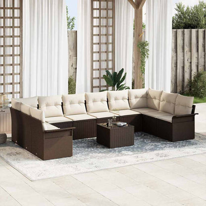 Set Divano da Giardino con cuscino 11 pcs Grigio Poly Rattan