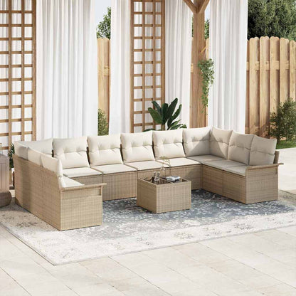 Set Divano da Giardino con cuscino 11 pcs Marrone Poly Rattan