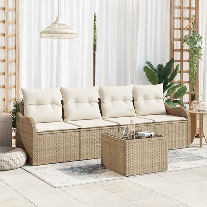 Set Divano da Giardino con cuscino 5 pcs Beige e Crema