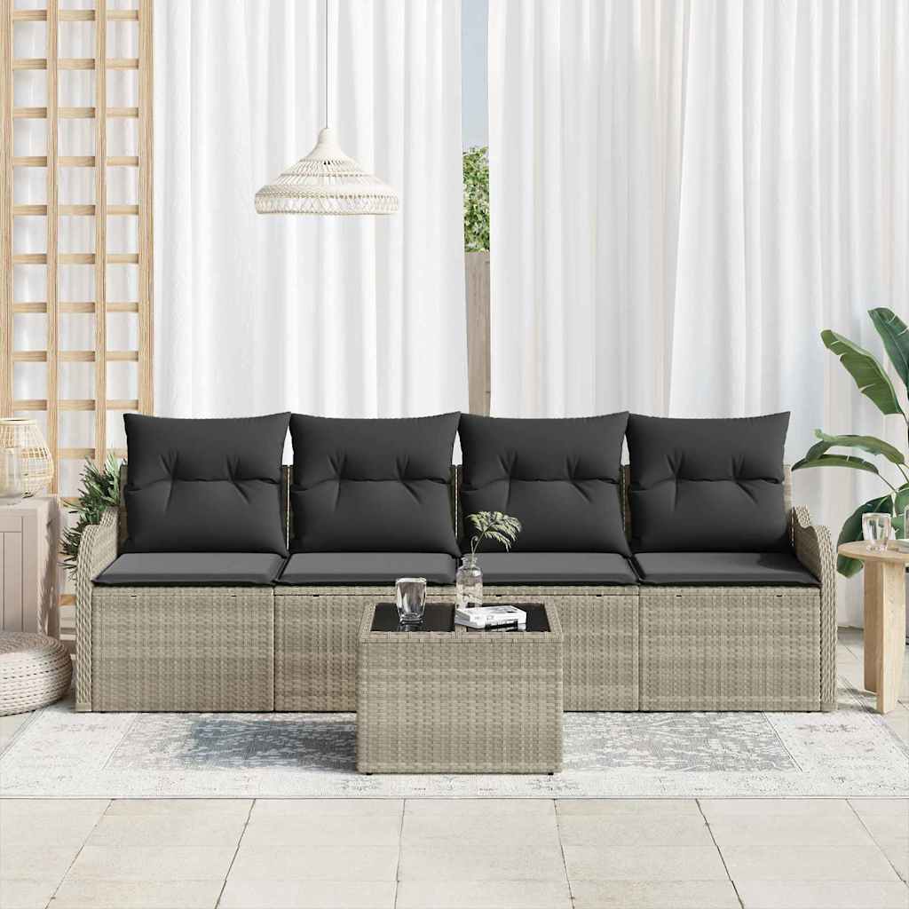 Set Divano da Giardino 5 pcs Grigio chiaro e grigio scuro