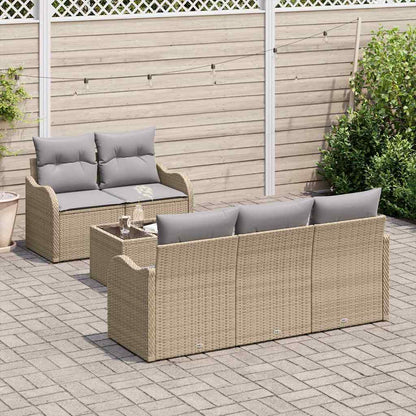 Set Divano da Giardino con cuscino 6 pcs Beige e grigio