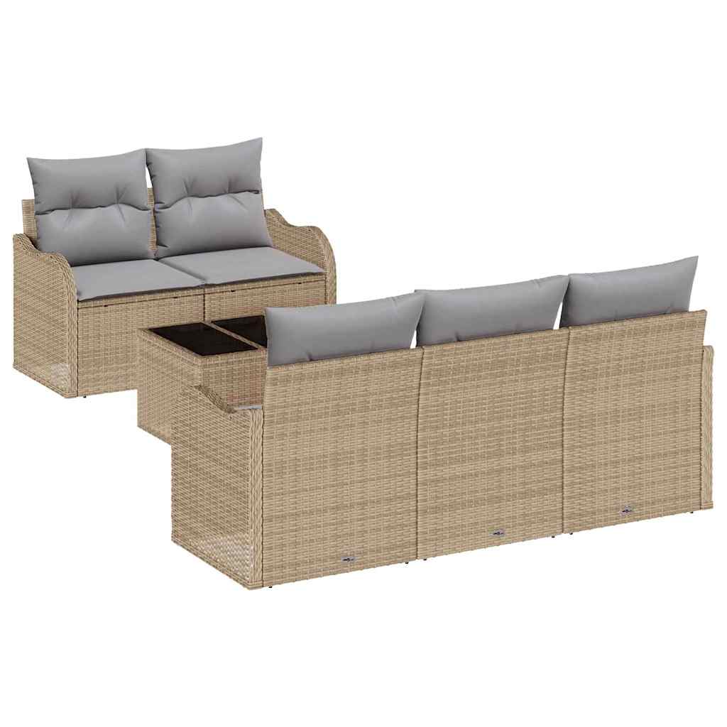 Set Divano da Giardino con cuscino 6 pcs Beige e grigio