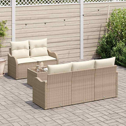 Set Divano da Giardino con cuscino 6 pcs Beige e Crema