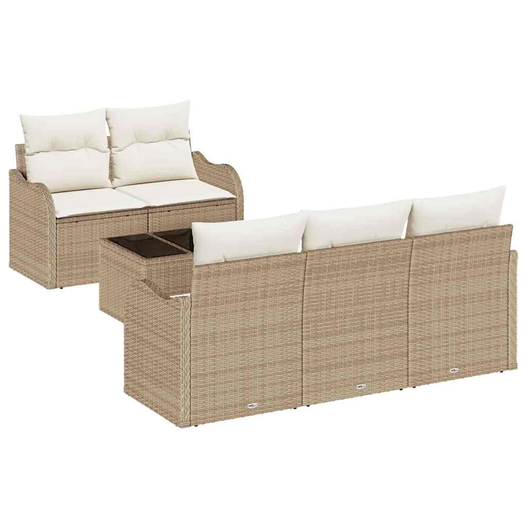 Set Divano da Giardino con cuscino 6 pcs Beige e Crema