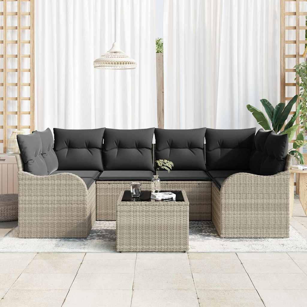 Set Divano da Giardino 7 pcs Grigio chiaro e grigio scuro