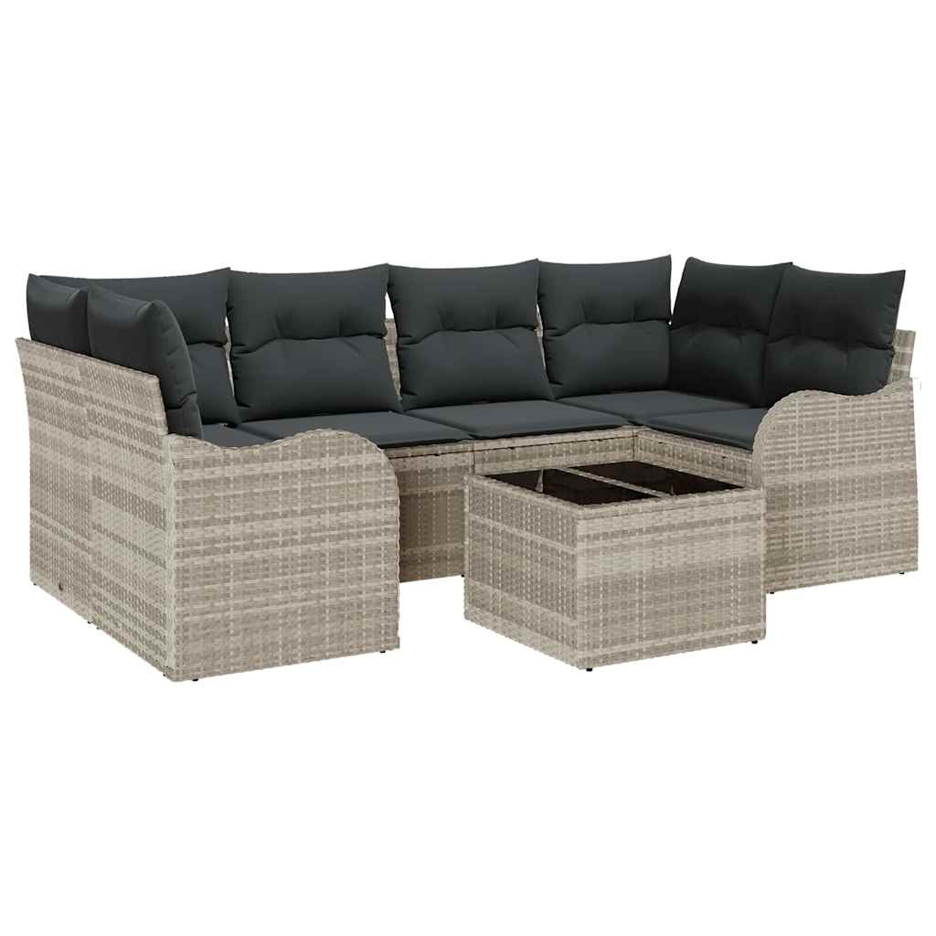 Set Divano da Giardino 7 pcs Grigio chiaro e grigio scuro