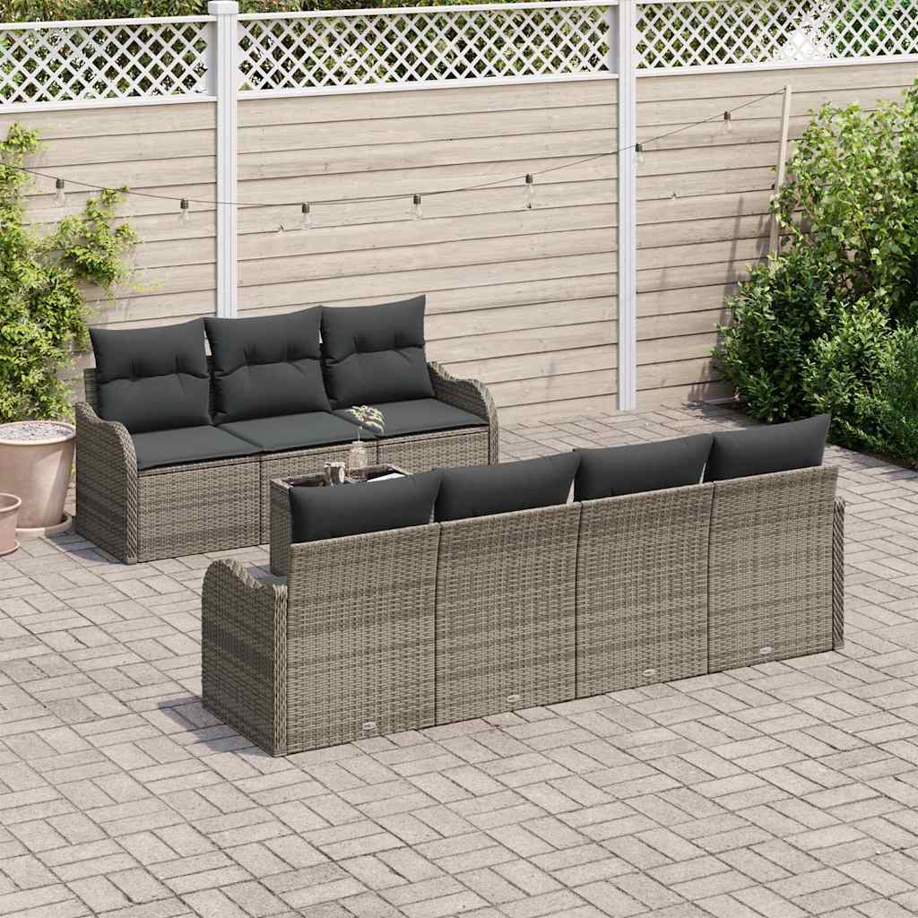 Set Divano da Giardino con cuscino con cuscino 8 pcs Grigio