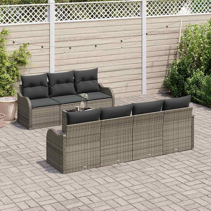 Set Divano da Giardino con cuscino con cuscino 8 pcs Grigio