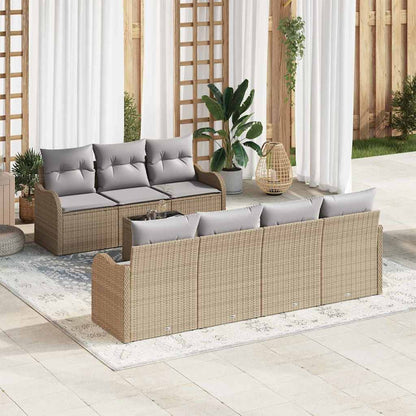 Set Divano da Giardino con cuscino 8 pcs Beige e grigio