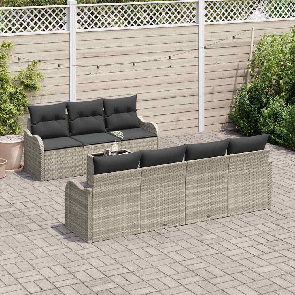 Set Divano da Giardino 8 pcs Grigio chiaro e grigio scuro