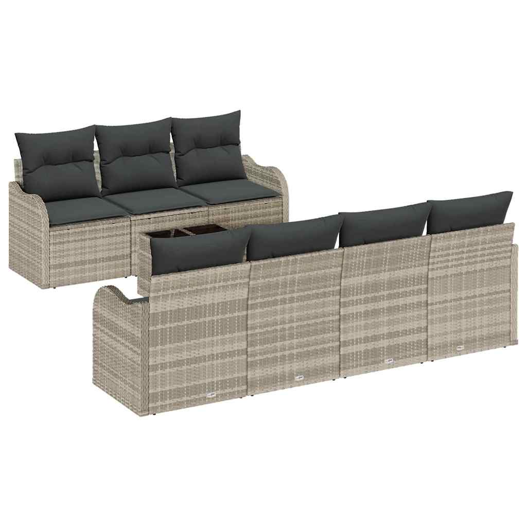 Set Divano da Giardino 8 pcs Grigio chiaro e grigio scuro